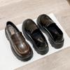 Fashion Thick Soled Genuine Leather Lefu Shoes for Women 2024 New Autumn Retro Brown British Style Small Leather Shoes JK Single Shoes