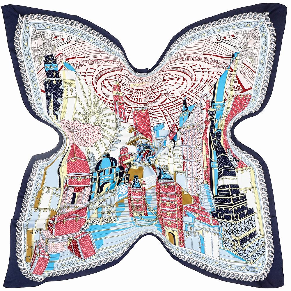 Square Scarf Women Large Shawls Castle Print Square Bandana Luxury NecKerchief Muslim Hijab Scarf Female Foulards 130CM