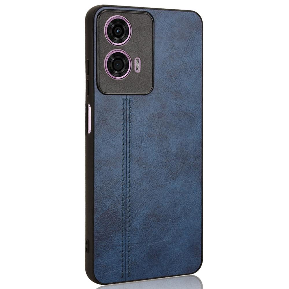 

For Motorola Moto E14 4G Case Stitching Line Leather+PC+TPU Hybrid Phone Cover Black