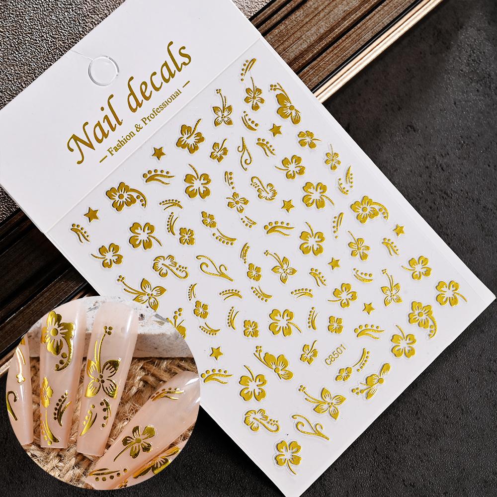 Cherry Blossom 3D Nail Stickers White Flower Petals Nail Art Decals Elegant Wedding Design Spring Sakura Manicure Slider Decor