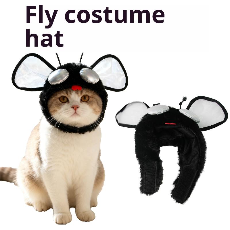 Funny Housefly Soft Pet Hat Fluffy Cute Transformation Outfit Cosplay Pet Kitten Dog Head Accessories Clothing Supplies
