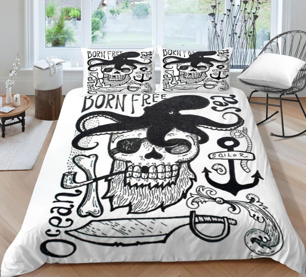 Luxury Quilt Cover Woman Man Use 3D Skull Style Bed Sets Microfiber Double Queen King Size Covers Set Home Textiles