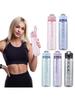 800ml Sports Water Bottle with Straw & Handle Portable Drinking Cup Leakproof Motivational Drinking Bottle for Outdoor Sports