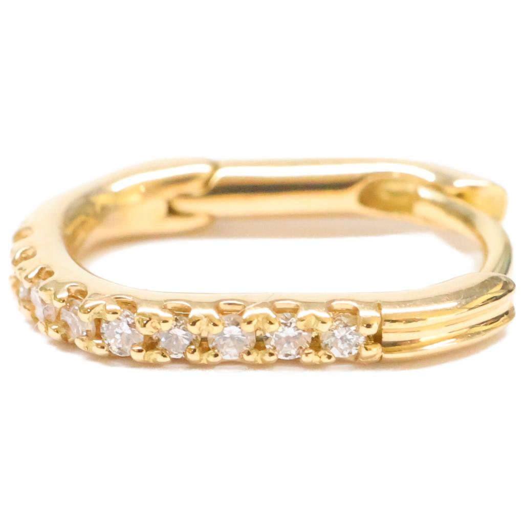 HIROTAKA [Excellent Condition] MH27GDEC K18 0.04 MANHATTAN Oblong Diamond Hoop, Single Ear Earring S Size Yellow GoldUsed