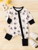 New Baby Boys Star Print Long Sleeve Zipper Romper