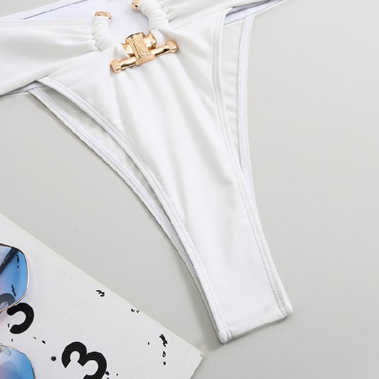 Elegant High Waist Bathing Suit with Unique Metal Detail for Fashion Forward Women Lightweight Beach Swimwear