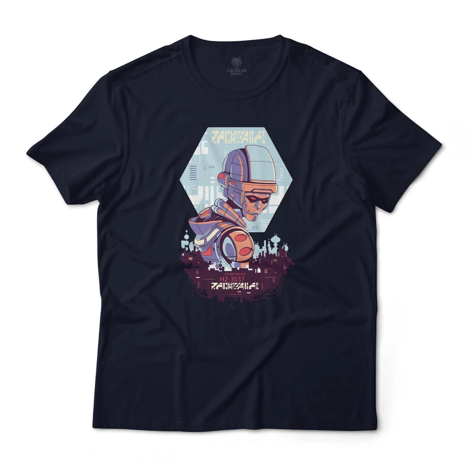 Cyberpunk Cyborg Futuristic Sci-Fi Graphic T-T-Shirt Lightweight Cotton Tee XL