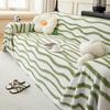Plush Wave Patterned Sofa Cover Winter New Minimalist Style Double-sided Sofa Cover Blanket
