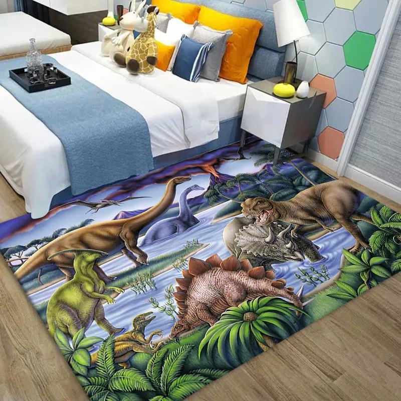 3D Dinosaur Carpet Cute Animal Rug Jurassic Park Floor Mat For Kitchen Bathroom Entrance Hallway Decor Living Room Tea Table Mat