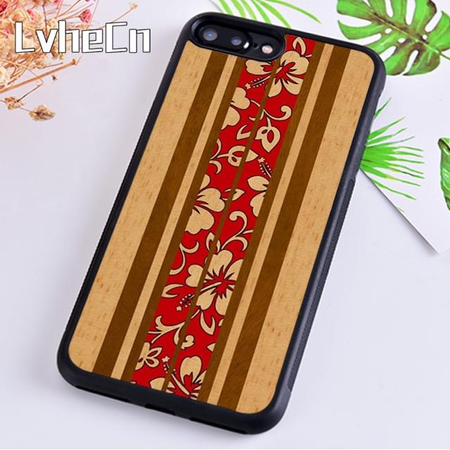 Hawaiian Faux Wood Surfboard Phone Case For iPhone 17 Air 14 15 16 16e 13 12 Max Cover For Apple 11 Pro Max Plus