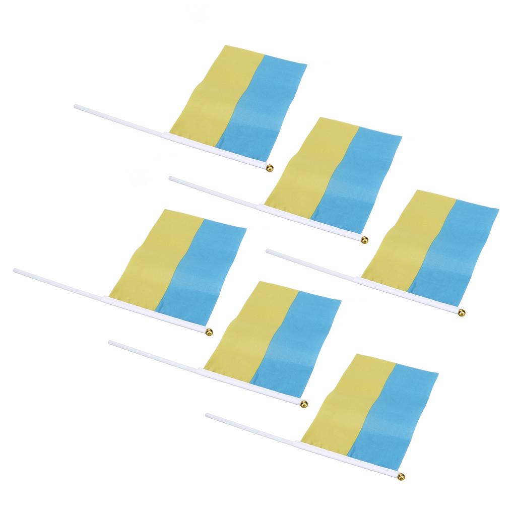 10 Zestawów Ręcznych Flag Ukrainy Mini Poliestrowa Ukraińska Flaga do Machania Ręką na Wydarzenia Sportowe Świąteczne