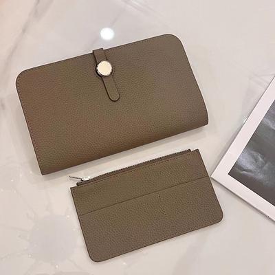 Portafogli da donna di lusso in vera pelle, portamonete lungo in pelle bovina, alta capacità, chiusura a scatto color oro, pochette, design di marca, portafoglio da donna