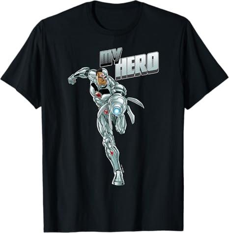 Comics Cyborg My Hero Portrait Black TShirt S