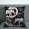 1 Piece of Modern Elephant and Pine Print Soft Short Plush Pillow Cover, 18x18 Inch Single-sided Printed Cushion