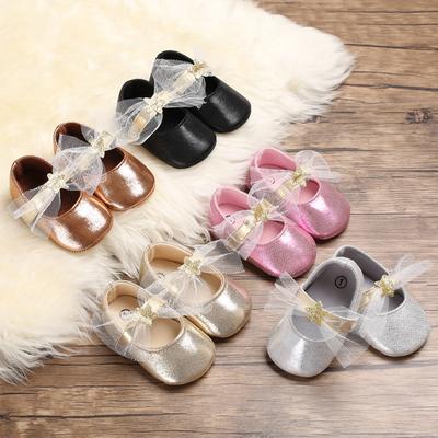 Baby Princess Shoes 0-1 Years Old Lace Star PU Soft Bottom Girl Baby Toddler Shoes