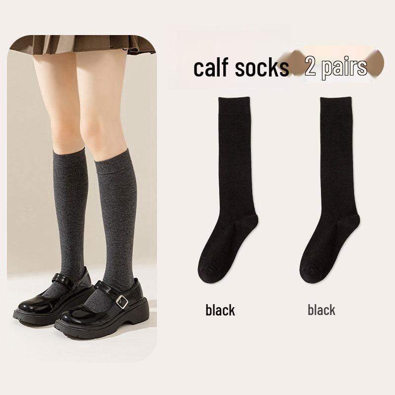 JK Style Over-the-Knee Calf Socks - Women's Autumn Winter Cotton Sweat-Absorbent Slimming Micro-Pressure Long Socks
