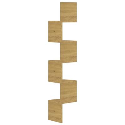 Wall Mounted Corner Shelf Sonoma Oak Finish 19 X 19 X 123 Cm Particleboard