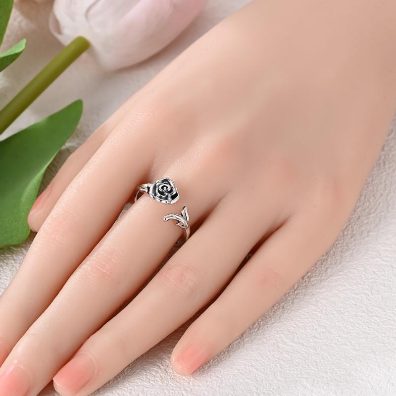 Original Copper Certified Rose Flower Ring White Heart Zircon Butterfly Knot Ring Women’S Valentine'S Day Gift Accessory