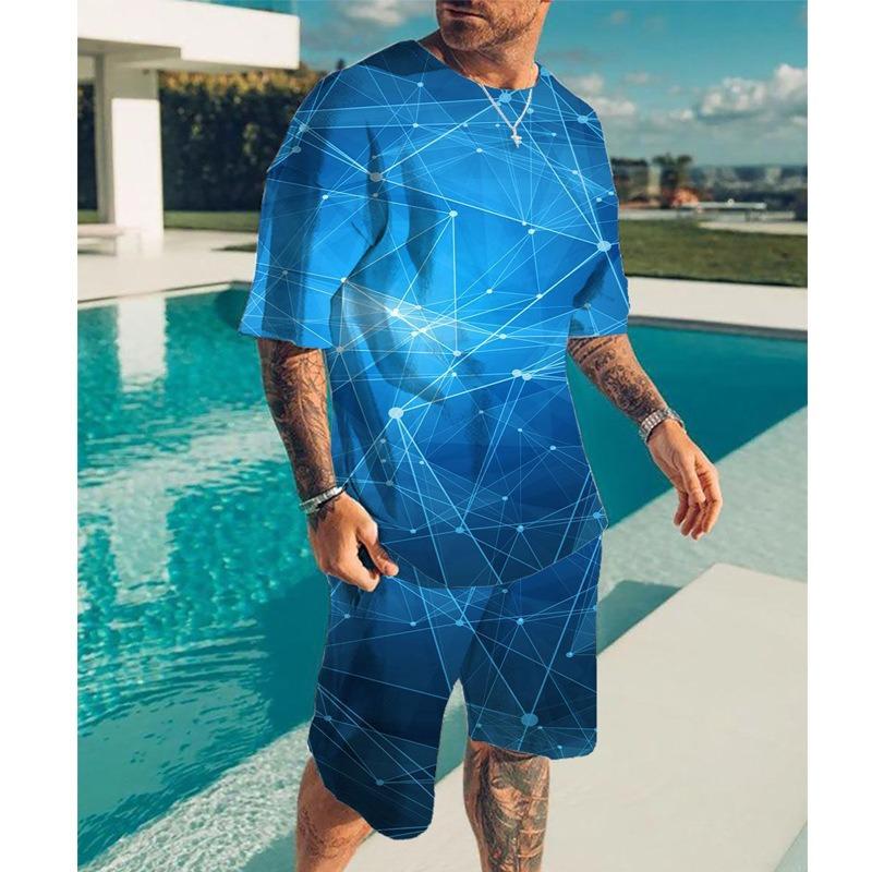 Herren Sommer Schmetterling Kreativ 3D Gedrucktes Freizeitset Bequem Locker Farbbedruckte Sportbekleidung