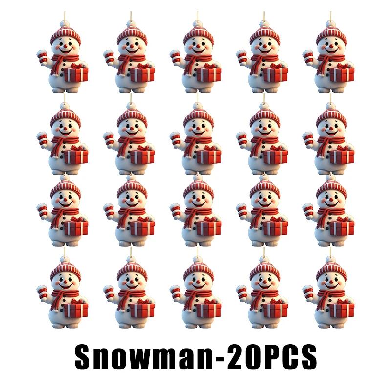 Christmas Tree Hanging Ornament Santa Snowman Car Decor 2D Flat Cartoon Style Festive Home Decoration Holiday Party Supplies