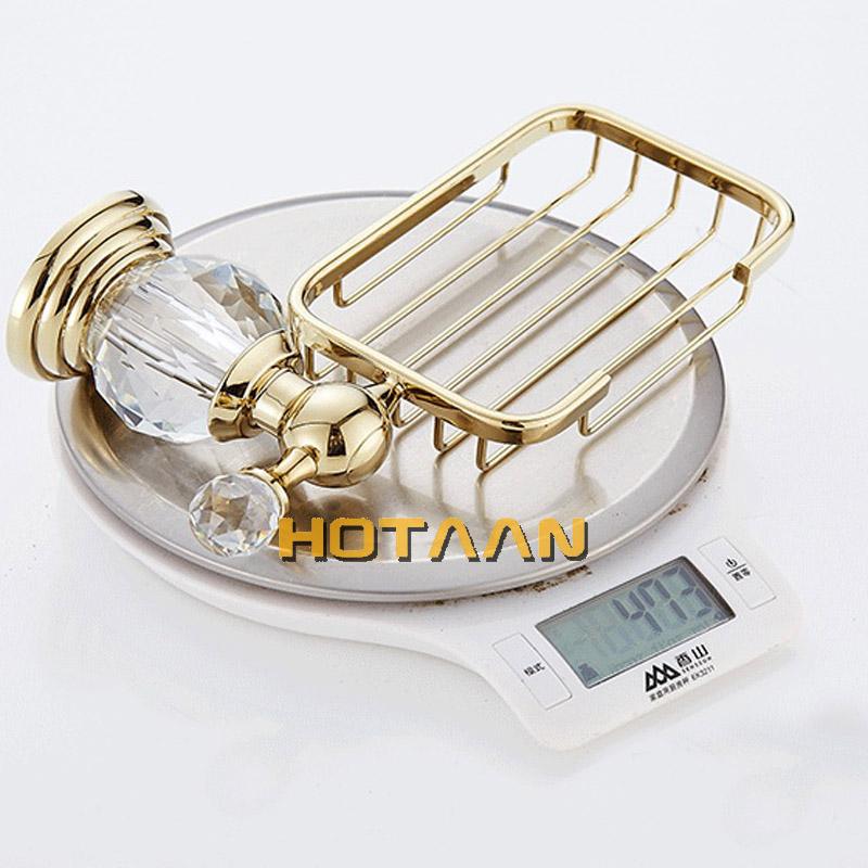 Gold Color Crystal Brass Ceramics Bathroom Accessories Soap Dishes/ Soap Holder/Soap Case Home Decoration Useful For Bathroom