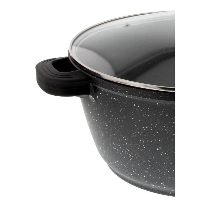 Faitout - pradel excellence - 32 cm - façon pierre - couvercle en verre - maniques silicone