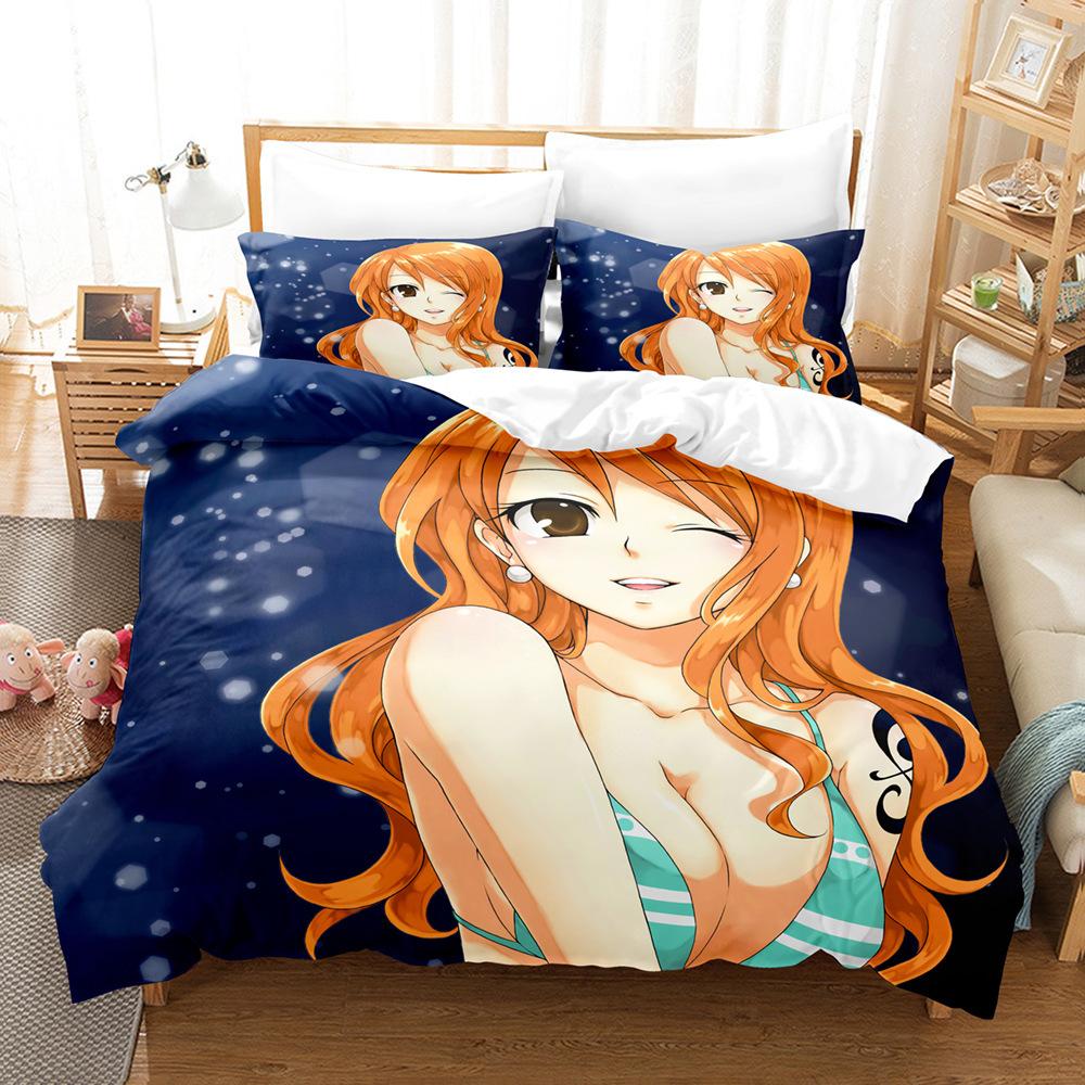 One Piece Series Quilt Cover Pillowcase, Home Textile 3D Digital Printing Three-Piece Set