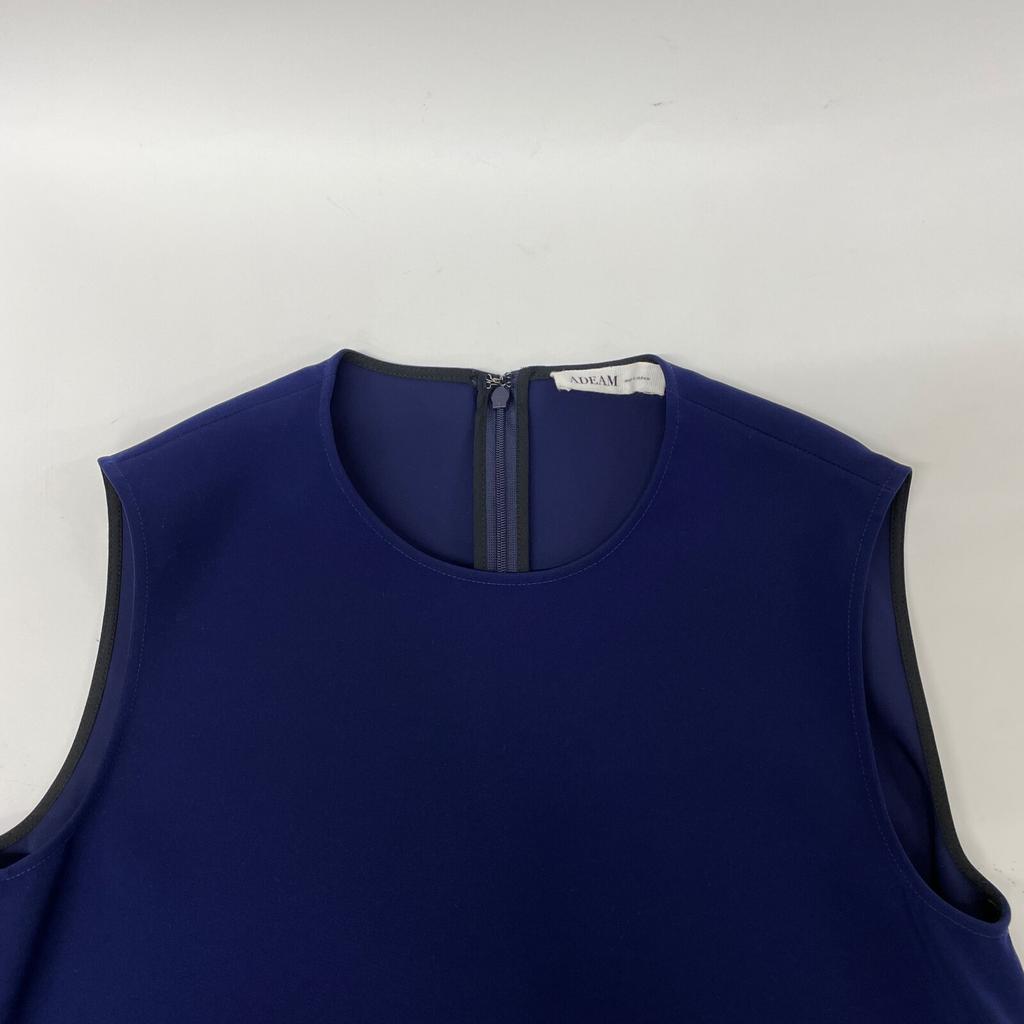 ADEAM Excellent Condition 42388 Chiffon Pleated Sleeveless Tunic Dress S Navy X blackUsed