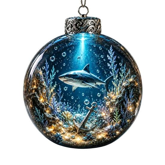 Reusable Lightweight Holiday Hanging Decor Ocean Animal Christmas Ball Ornament, 3D Marine Life Decoration, Unique Tree Baubles Beach Coastal