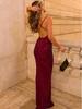 Elegant 2025 Summer Women's Backless Pleated Dress with Hot Stamping Design