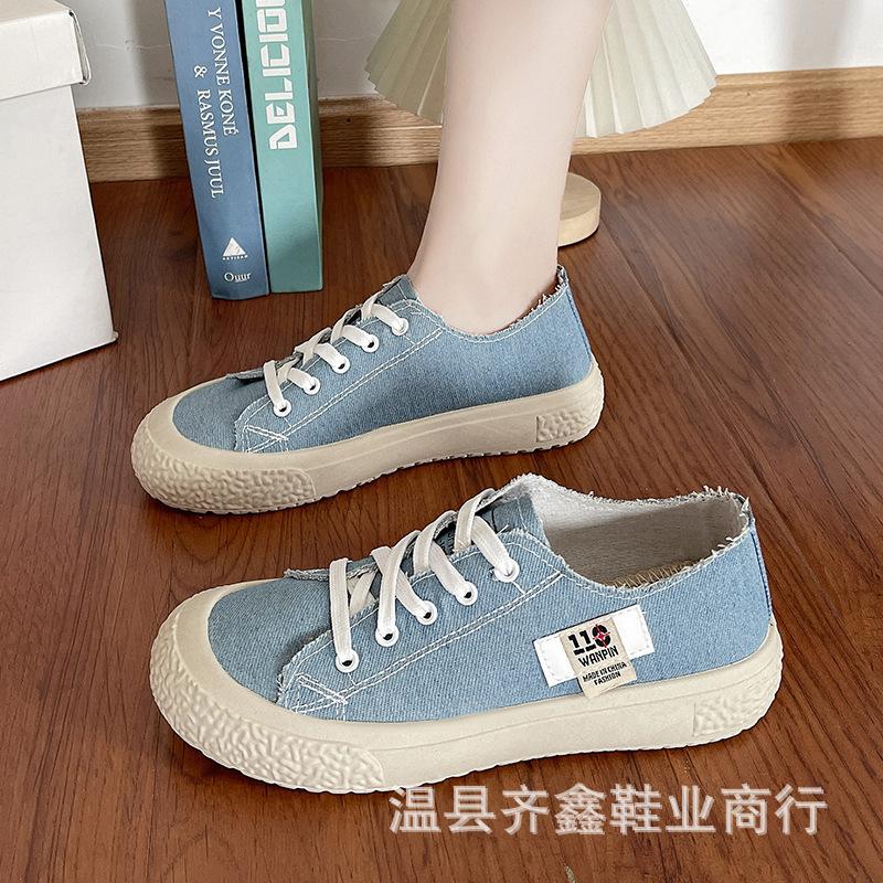 

Весна и лето новая платформа парусиновые туфли дети студенты мягкая подошва модные на одном педале спортивные туфли повседневная обувь на заказ 41 светло-синий