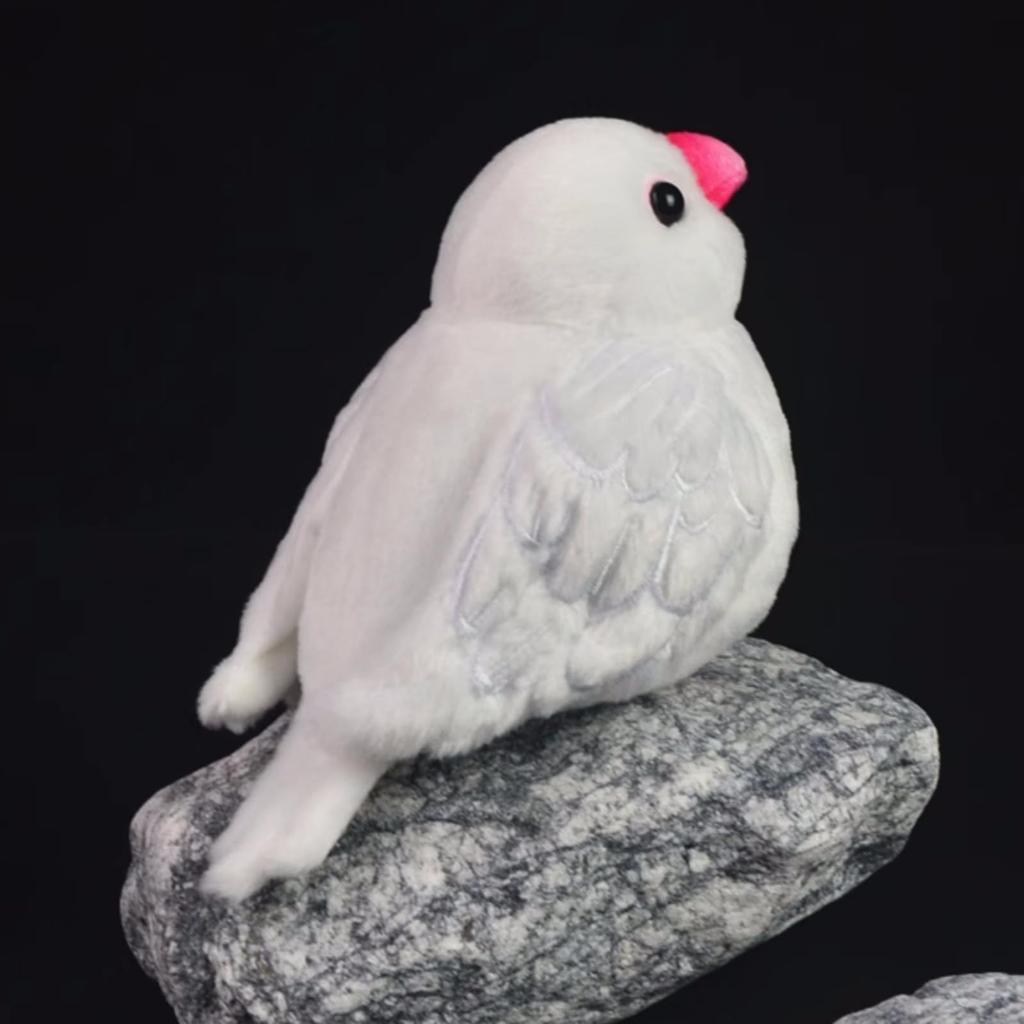 Lilizzhoumax White Java Sparrow Plush Realistic Bird Stuffed Realistic Albino Bird Stuffed Cute Soft and Fluffy Plush Toy for Kids Baby Home Decor