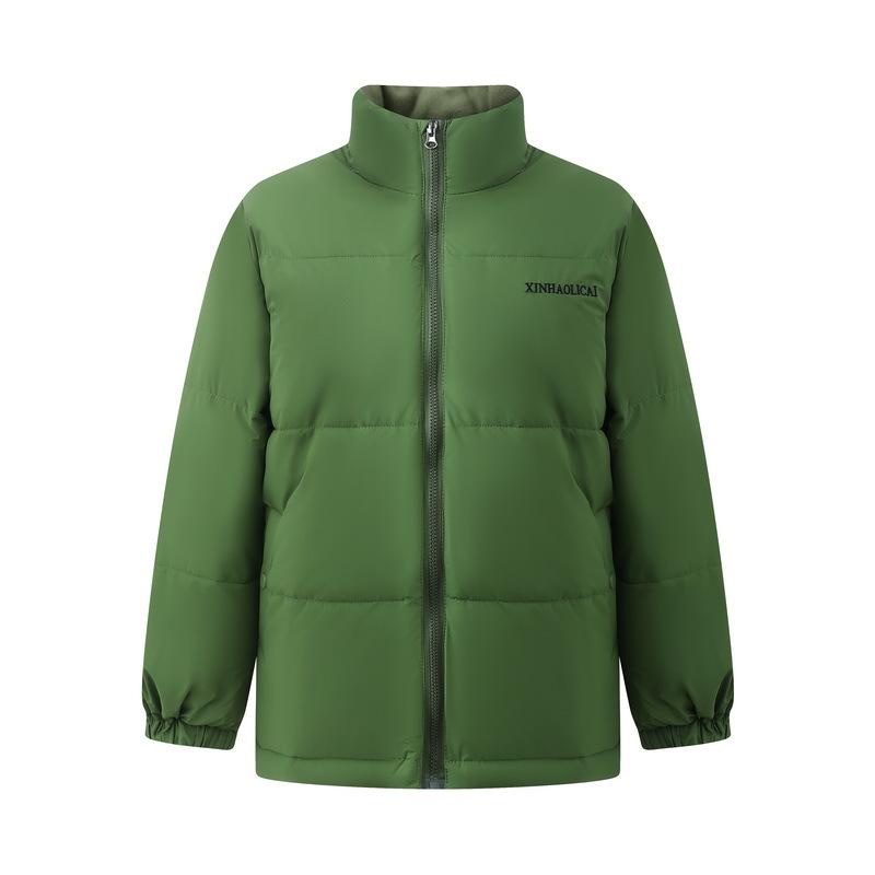 

2025 новая куртка-пуховик женская корейская версия с воротником в студенческом стиле хлопковое пальто свободное короткое пуховое хлопковое пальто XXL зелёный