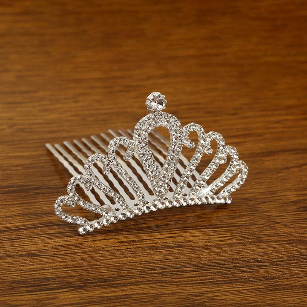Sparkling Rhinestone Hair Comb Alloy Material Princess Hair Comb Children Tiara Crown  Parties