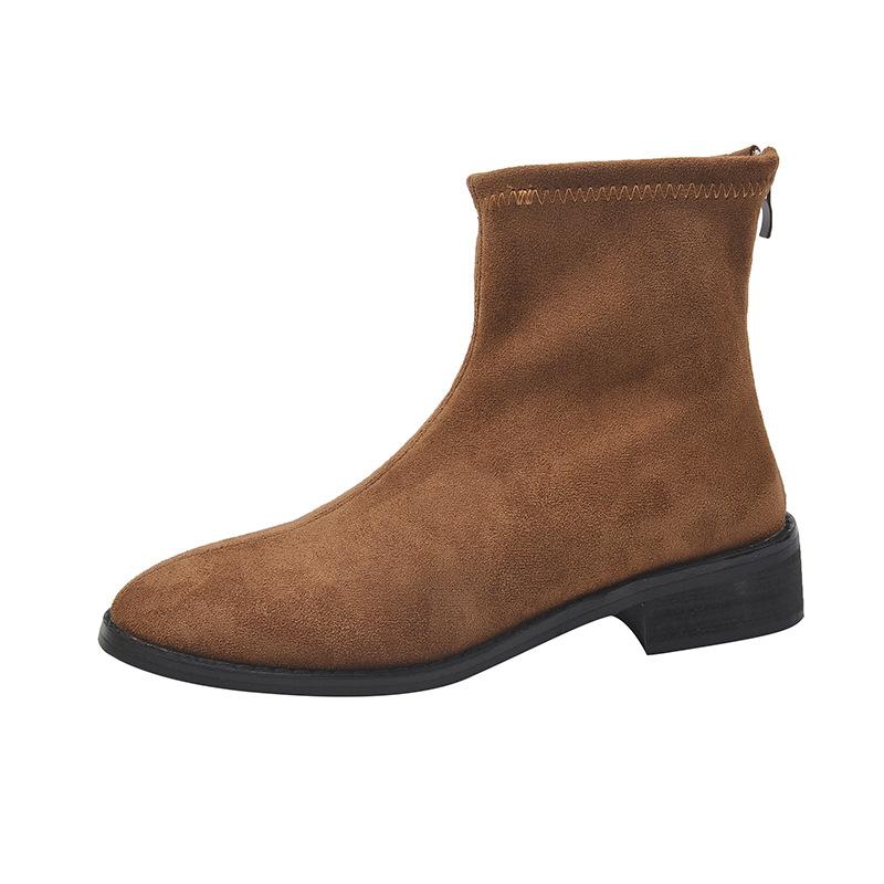 Suede pointed spring and autumn single boots fashion boots low heel fashion rear zipper tooling boots large size