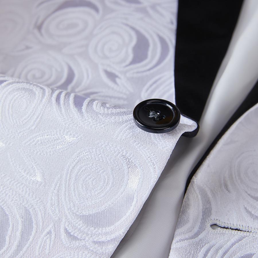 Mens Red Blazer Luxury Rose Patterned Jacquard Suit Jacket