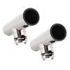 2PCS Tournament Style Boat Fishing Rod Holders Stainless Steel Clamp On Rail Mount Fishing Pole Holders Mounted To