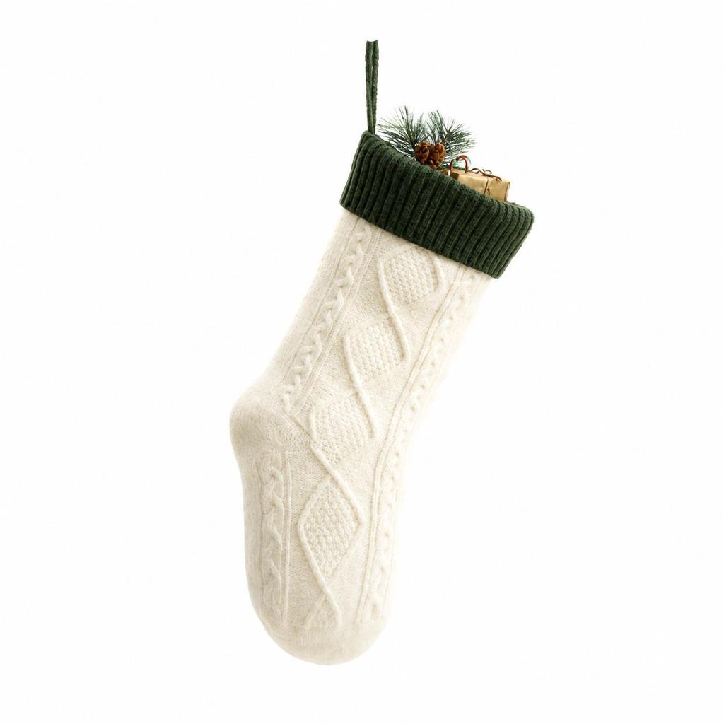 18-Inch Knitted Diamond Pattern Large Christmas Stocking for Gifts - European and American Style