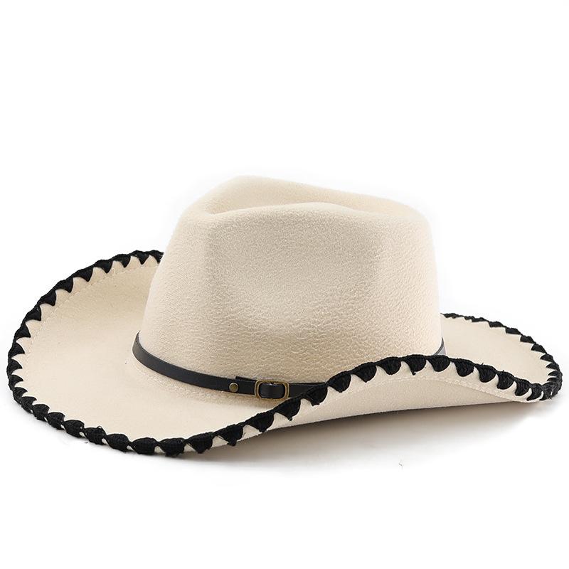 Cool Hat Women's Woolen Hat Fall And Winter Hemming Men's And Jazz Gift Ancient Fashion Western Cowboy Hat 56-58Cm