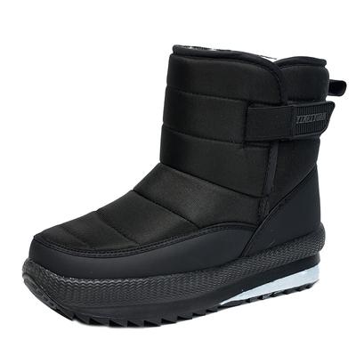 Fashion High Top Men Waterproof Winter Boots Outdoor Thick Plush Soft Snow Boots Lightweight Non-slip Ankle Boots Solid Color Snow Boots