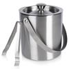 Steel Thermal Ice Bucket Thermos Container for Cubes + Tongs