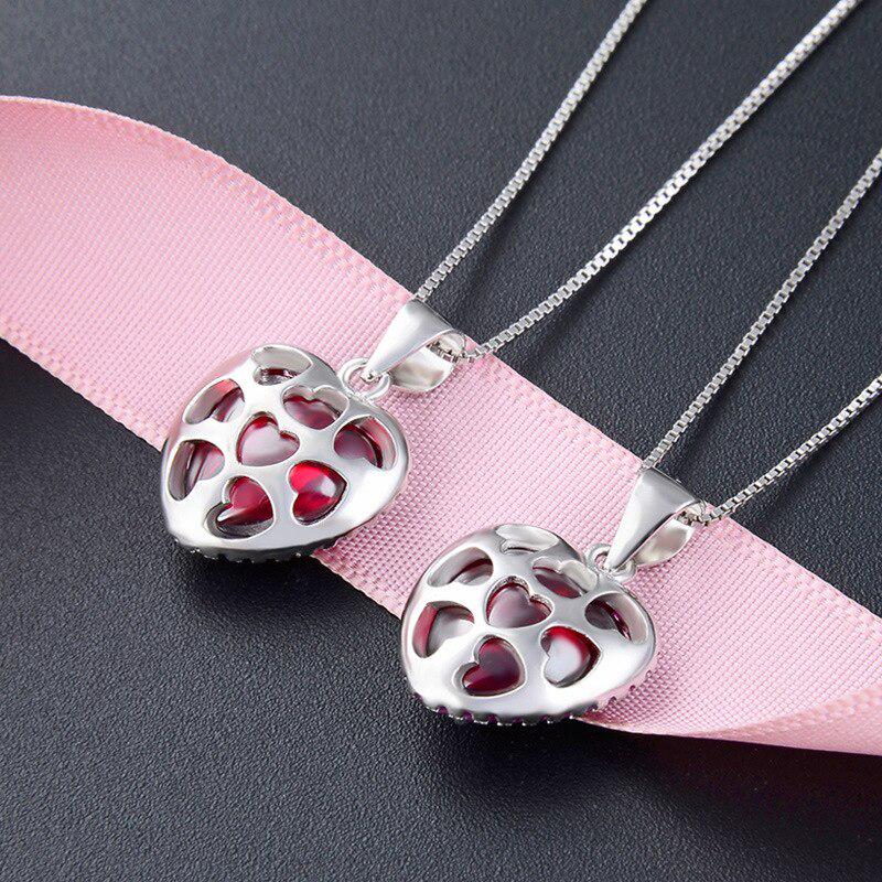 Tancise Fashion Colier argint pentru femei cu pandantiv cu zircon și zircon în formă de inimă pentru petrecerea de nuntă