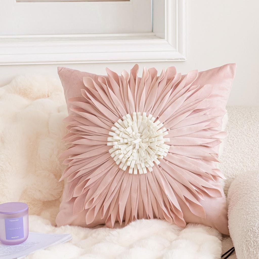 European and American Light Luxury Ins Style Hug Pillow with Daisy Flower Handmade Splicing Backrest Pillow New Backrest Cushion
