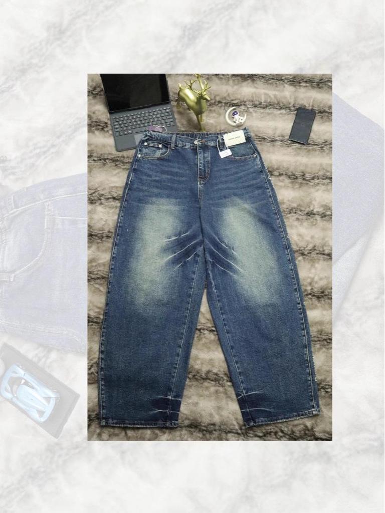 25 Neue Herbst/Winter Bestickte Damen-Jeans in Übergröße, Weiter Schnitt, Lässig