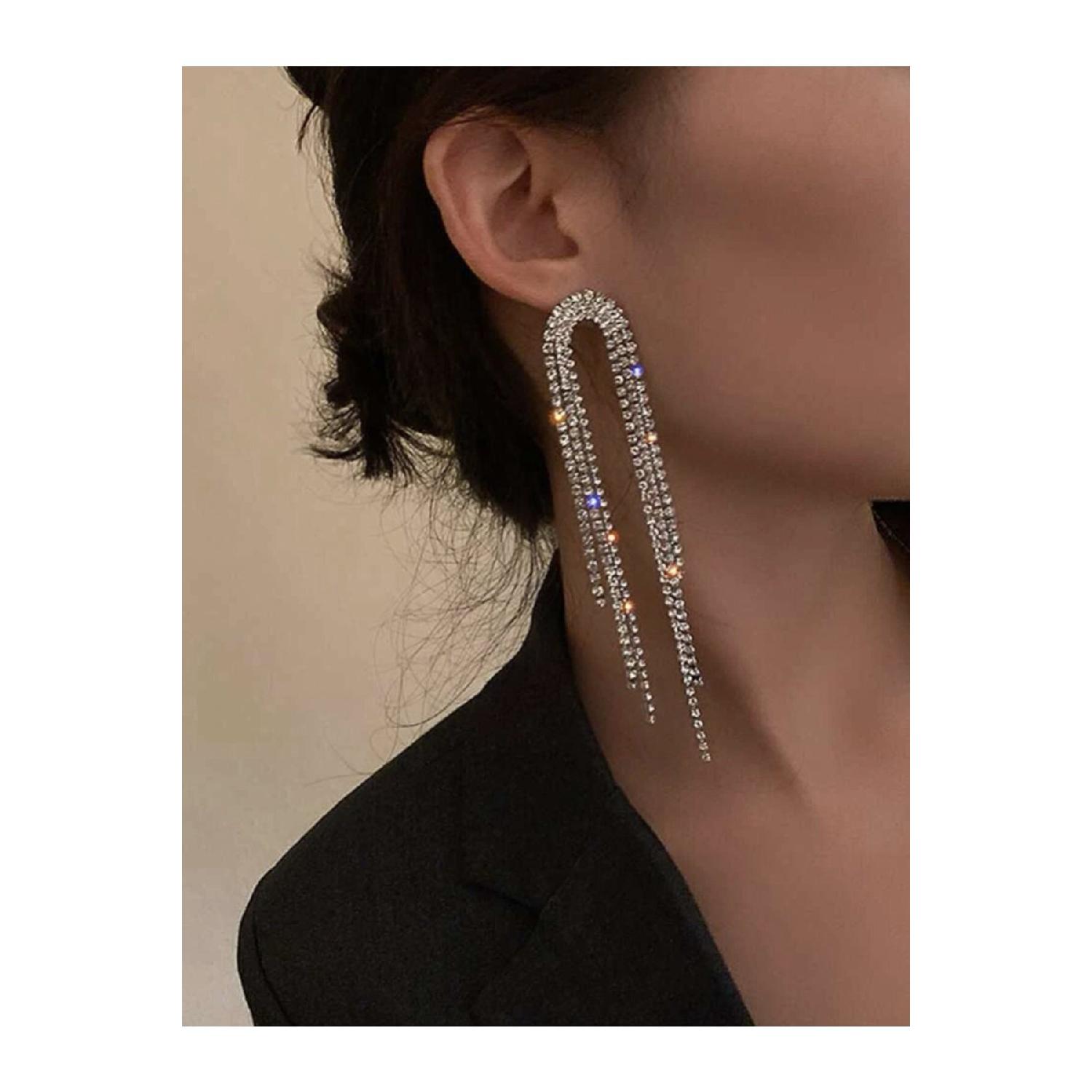 

Серьги для вечернего платья с кисточками и камнями Standart