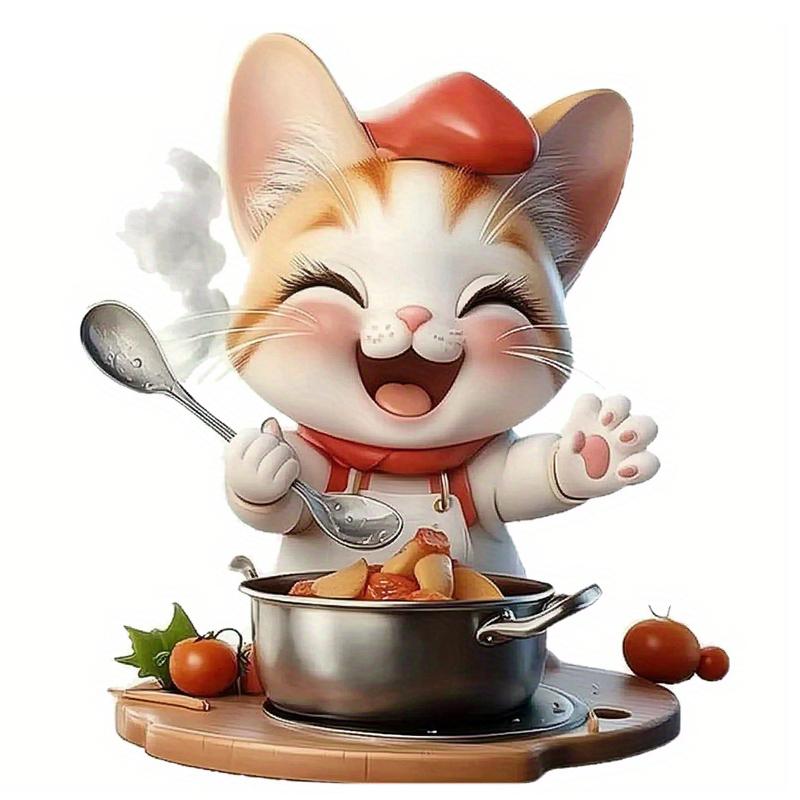 Süße Giraffe & Katze & Glückliches Nilpferd Koch Wandaufkleber - Charmantes Tier Kühlschrankaufkleber für Wohn- & Esszimmerdekor Aufkleber S481