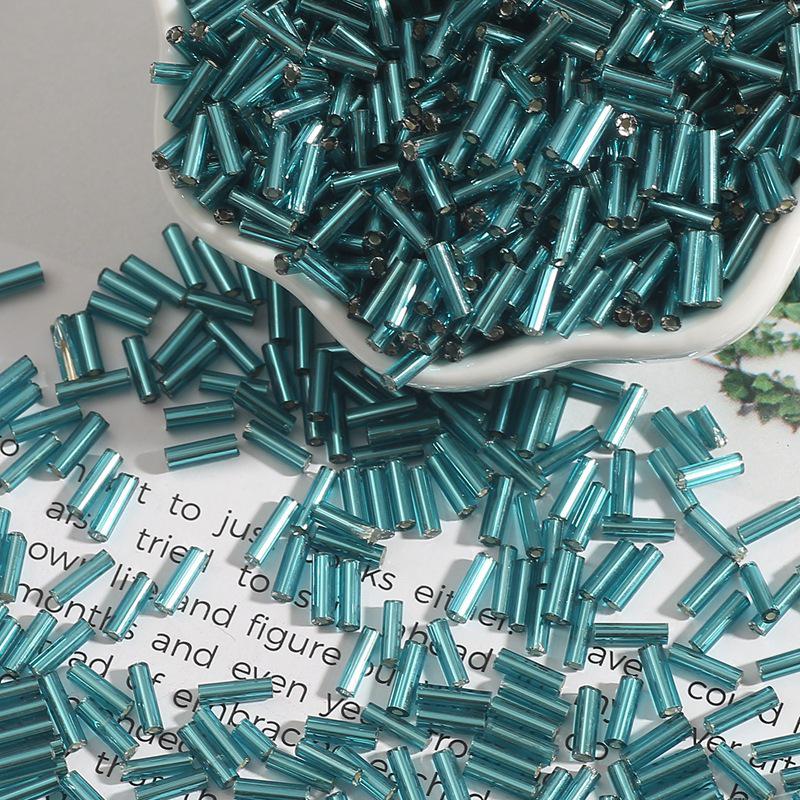 7mm Silver-Filled Glass Rice Tube Beads for DIY Jewelry, Necklace & Clothing Accessories