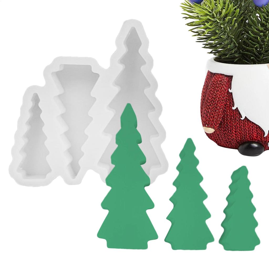 3pcs Christmas Tree Silicone Mold Set Christmas Tree Decoration Molds Christmas Tree Casting Gypsum Crafting Accessories