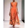 Summer Sexy V Neck Floral Chiffon Dress With Tie Waist For Casual And Party Wear