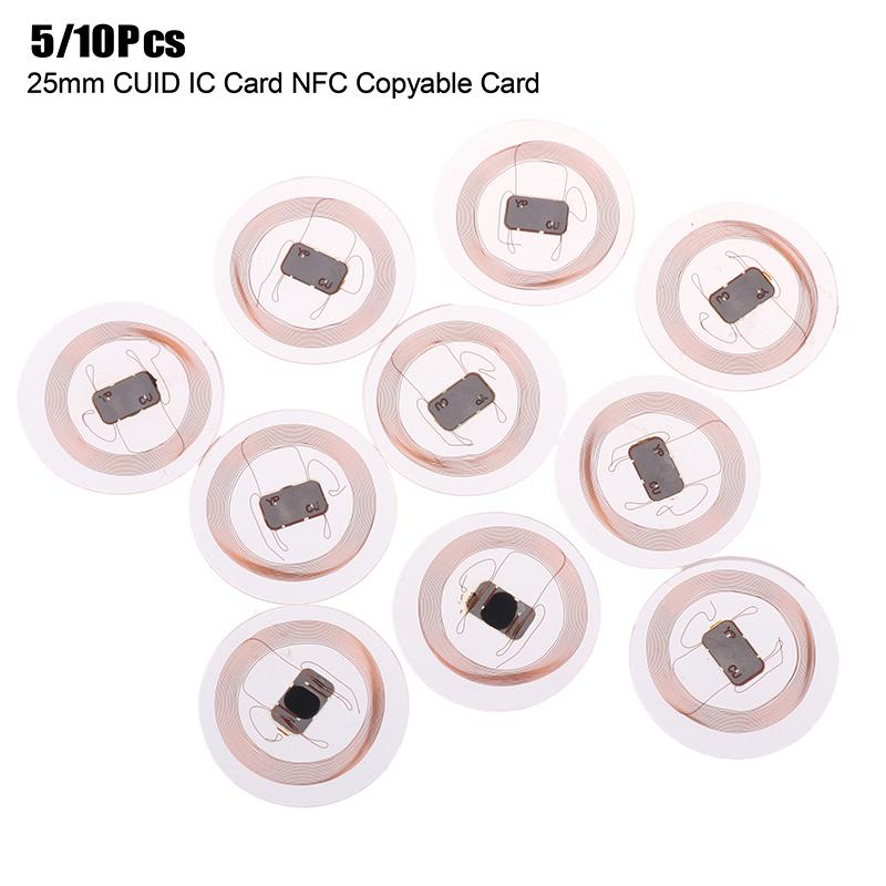 5/10 szt. Cuid NFC Tag 25 mm Przezroczysta karta moneta Etykieta NFC do breloków zbliżeniowych Tagi Kontrola dostępu Super Cienki NFC